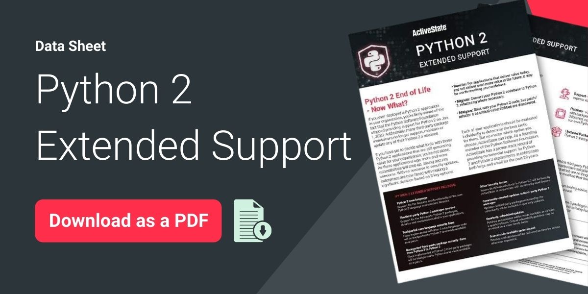 ActiveState - Python 2 Extended Support Datasheet